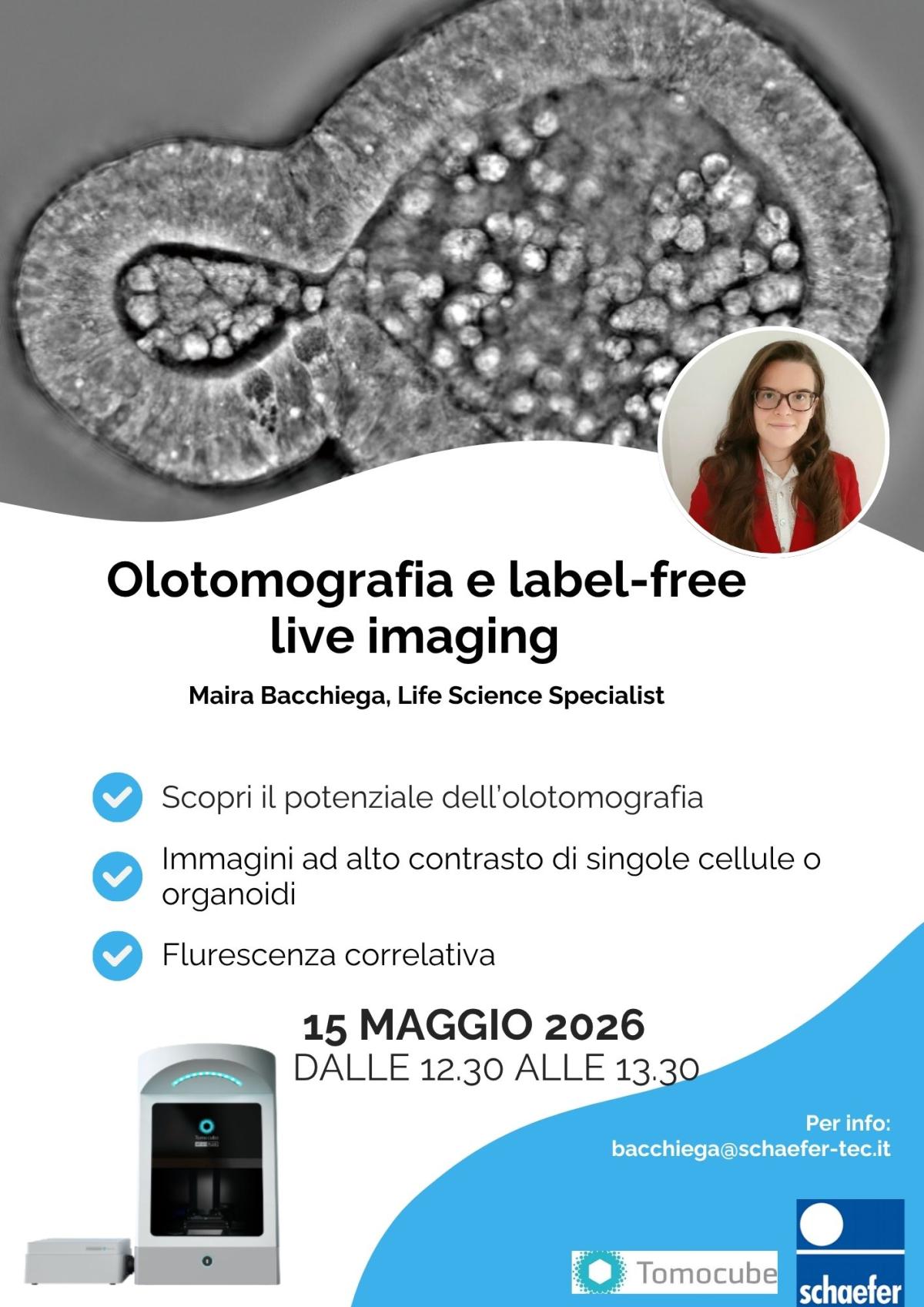 Webinar gratuito - Olotomografia e label-free live imaging con Tomocube